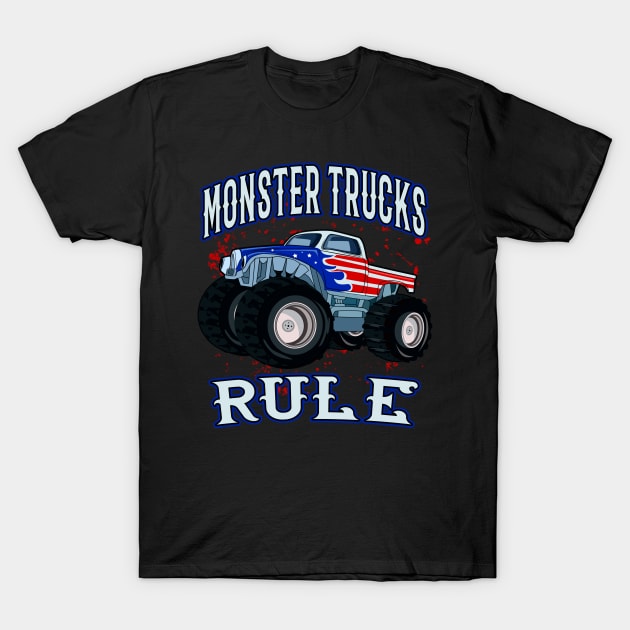 Monster Trucks Rule Pick-Up Monster Truck Cars T-Shirt by Foxxy Merch